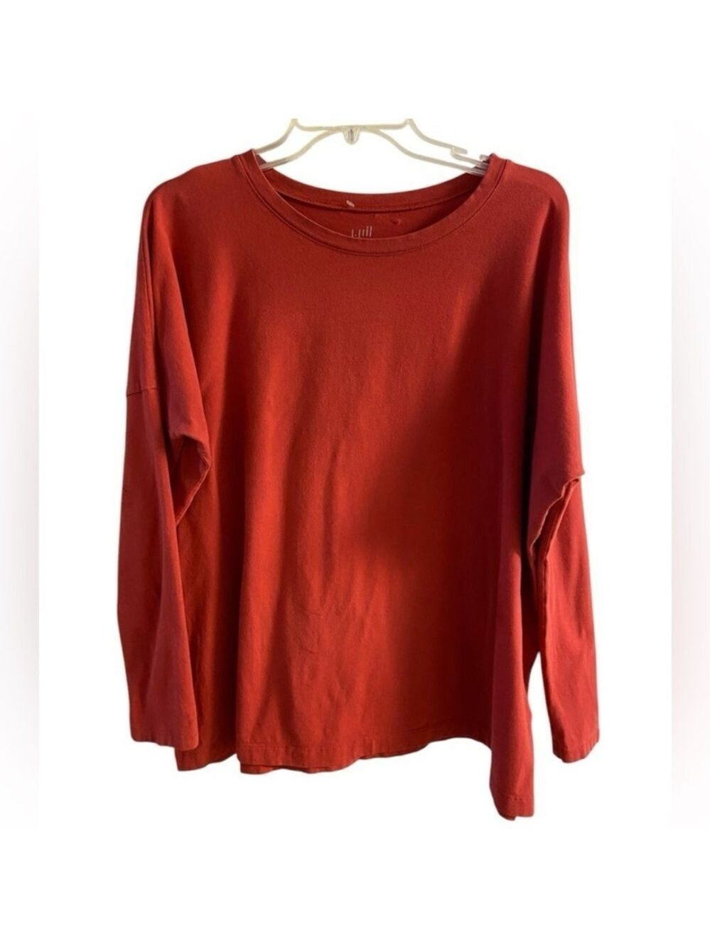 J. Jill Relaxed Long Sleeve Crewneck jersey tee Top in Rust